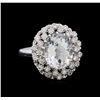 Image 1 : 4.55 ctw Aquamarine and Diamond Ring - 14KT White Gold