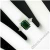 Image 3 : Vintage 18kt White Gold 2.62 ctw Green Tourmaline Solitaire and Diamond Ring