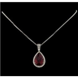 17.94 ctw Tourmaline and Diamond Pendant With Chain - 18KT White Gold
