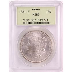 1881-S $1 Morgan Silver Dollar Coin PCGS MS65 Old Green Holder