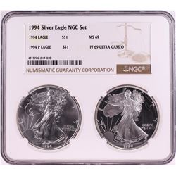 1994 $1 American Silver Eagle Coin Set NGC MS69/PF69 Ultra Cameo