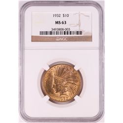 1932 $10 Indian Head Eagle Gold Coin NGC MS63