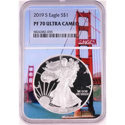 2019-S $1 Proof American Silver Eagle Coin NGC PF70 Ultra Cameo Bridge Core