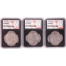 Lot of 1887, 1888, & 1889-O $1 Morgan Silver Dollar Coins NGC Genuine