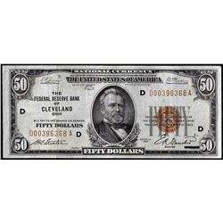 1929 $50 Federal Reserve Bank Note Cleveland