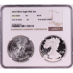 2012 $1 American Silver Eagle Coin Set NGC MS69/PF69 Ultra Cameo