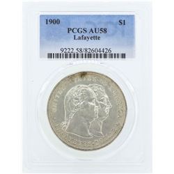 1900 $1 Lafayette Commemorative Silver Dollar Coin PCGS AU58