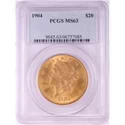 1904 $20 Liberty Head Double Eagle Gold Coin PCGS MS63