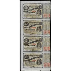 Uncut Sheet of (4) State of Louisiana Baby Bond Obsolete Notes