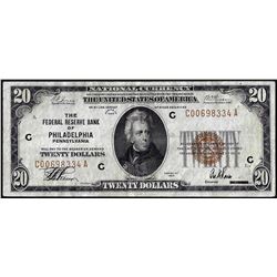 1929 $20 Federal Reserve Bank Note Philadelphia