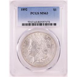 1892 $1 Morgan Silver Dollar Coin PCGS MS63