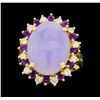 Image 1 : 14KT Yellow Gold Ladies 6.32 ctw Jade, Amethyst, and Diamond Ring