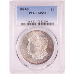 1885-S $1 Morgan Silver Dollar Coin PCGS MS63