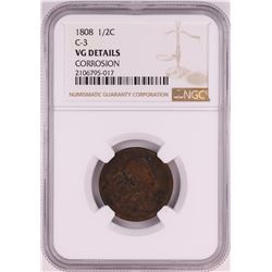 1808 C-3 Draped Bust Half Cent Coin NGC VG Details