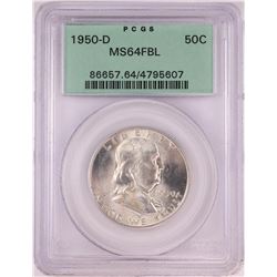 1950-D Franklin Half Dollar Coin PCGS MS64FBL Old Green Holder