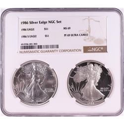 1986 $1 American Silver Eagle Coin Set NGC MS69/PF69 Ultra Cameo