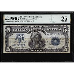 1899 $5 Indian Chief Silver Certificate Note Fr.281 PMG Very Fine 25