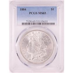 1884 $1 Morgan Silver Dollar Coin PCGS MS65