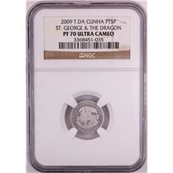 2009 T.DA Cunha 1/10 oz St. George & Dragon Platinum Coin NGC PF70 Ultra Cameo