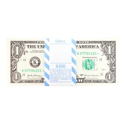 Pack of (100) Consecutive 2017 $1 Federal Reserve STAR Notes Dallas