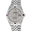 Image 1 : Rolex Men's Stainless Steel Gray Diamond & Ruby Datejust Wristwatch