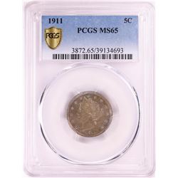 1911 Liberty V Nickel Coin PCGS MS65