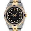 Image 1 : Rolex Men's Two Tone Steel & Gold Black Diamond String & Sapphire Datejust Wristwatch