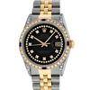 Image 2 : Rolex Men's Two Tone Steel & Gold Black Diamond String & Sapphire Datejust Wristwatch