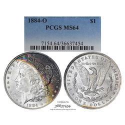 1884-O $1 Morgan Silver Dollar Coin PCGS MS64 Amazing Toning