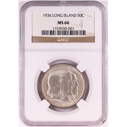 1936 Long Island Tercentenary Commemorative Half Dollar Coin NGC MS66