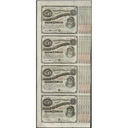 Uncut Sheet of (4) State of Louisiana Baby Bond Obsolete Notes