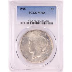 1925 $1 Peace Silver Dollar Coin PCGS MS66