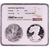 Image 1 : 2018 $1 American Silver Eagle Coin Set NGC MS69/PF69 Ultra Cameo