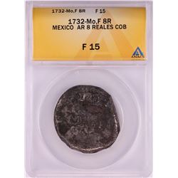 1732Mo F Mexico 8 Reales Cob Silver Coin ANACS F15