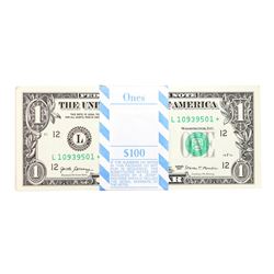 Pack of (100) Consecutive 2017 $1 Federal Reserve STAR Notes San Francisco