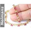 Image 1 : Gem Certified 4.75 ct Ruby & Diamond Bracelet 14K Gold