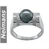 Image 1 : Certified 8.5MM Tahitian Pearl & Diamond Ring 14kt Gold