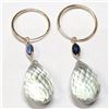 Image 1 : 10K Yellow Gold Natural Amethyst(21ct) Natural Sapphire Briolette, Mrquise Cut Earrings (~weight 5g)