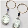 Image 2 : 10K Yellow Gold Natural Amethyst(21ct) Natural Sapphire Briolette, Mrquise Cut Earrings (~weight 5g)