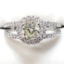14K White Gold Diamond(1.01ct) Diamond(0.75ct) 1 Prong Set Clarity(I-2) I Color, 74 Diamonds Clarity