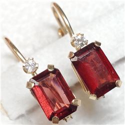 14K Yellow Gold Garnet Diamond(0.02ct) Earrings, Made in Canada, Suggested Retail Value $400 (Estima