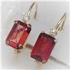 Image 2 : 14K Yellow Gold Garnet Diamond(0.02ct) Earrings, Made in Canada, Suggested Retail Value $400 (Estima