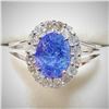 Image 1 : 10K White Gold Natural Tanzanite(1.3ct) Diamond(0.42ct) 16 Prong Set Clarity(I-1 To I-3) Color (F-G)