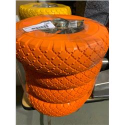 Lot of 4-Prograde Non-Flat Hand Truck Tires - Orange