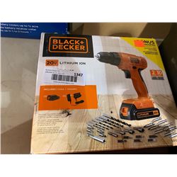 Black & Decker 20v Lithium Ion Drill/Driver