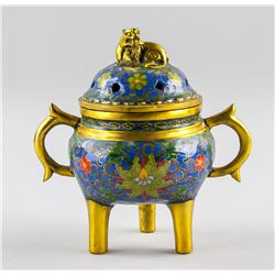 Chinese Gilt Bronze Cloisonne Censer Xuande Mark