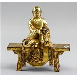 Chinese Ming Dynasty Gilt Bronze Lohan Statue