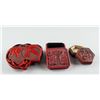 Image 4 : Three Assorted Chinese Red Lacquer Wood Boxes