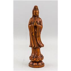 Chinese Wood Carved Guanyin Statue