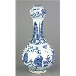Blue & White Garlic Porcelain Vase Fu Gui Chang Ch